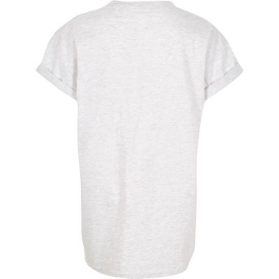Grey glittery slogan print t-shirt